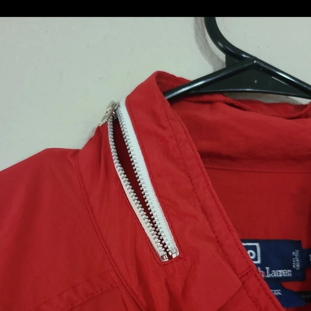 Vintage‎ Ralph Lauren Red, White, and Green Men's Windbreaker P Rl-92